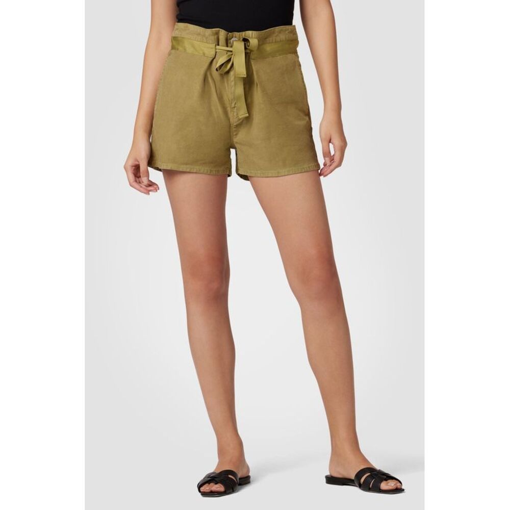 Hudson Jeans Paper-bag Waist Shorts In Green Moss 2 25